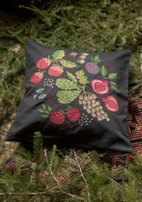 Housse de coussin "Fruits" en coton biologique - gris cendré foncé