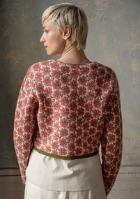 “Anemone” cardigan in organic wool - dark lily