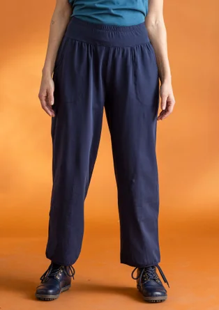 Organic cotton/elastane jersey trousers - dark indigo