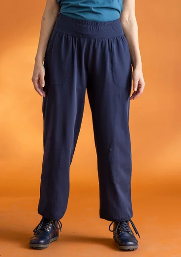 Organic cotton/elastane jersey trousers - dark indigo