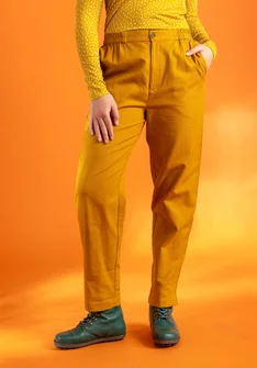 Woven pants in organic cotton dobby - mustard