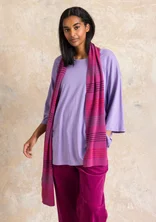 “Sylvi” rib-knit scarf in organic cotton/wool - rosebay willowherb