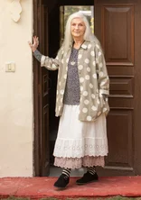 Solid-colored petticoat slip with lace in organic cotton - feather