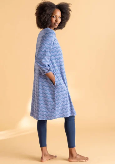 “Eleonora” jersey dress in organic cotton/spandex - sky blue/patterned