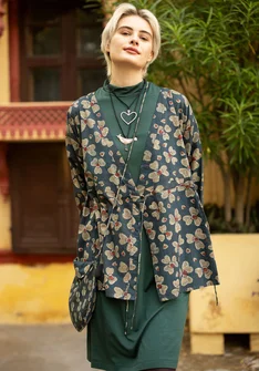 “Bloom” organic cotton wrap blouse - dark indigo