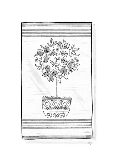 “Lemon tree” organic cotton mat - light ochre