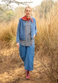 Strickjacke aus Wolle - leinenblau