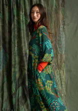 “Kiara” patterned viscose dress - dark jade