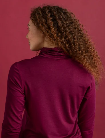 Lyocell/elastane jersey polo-neck top - pomegranate