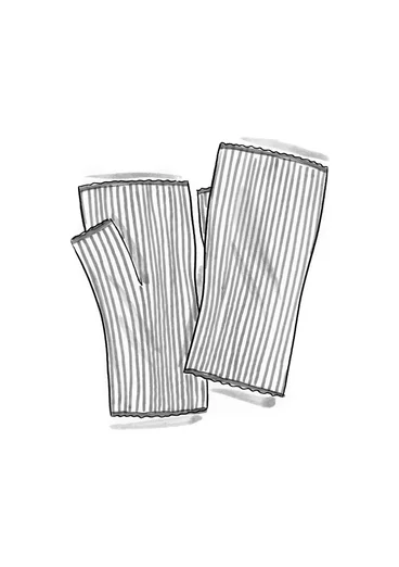 Fingerless gloves in lambswool/organic and recycled cotton - grass green/verona green