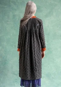 “Helga” woven dress in organic cotton - dark ash grey