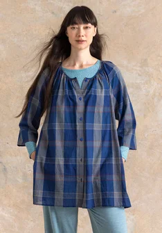 “Nora” woven artist’s blouse in organic cotton - dark indigo