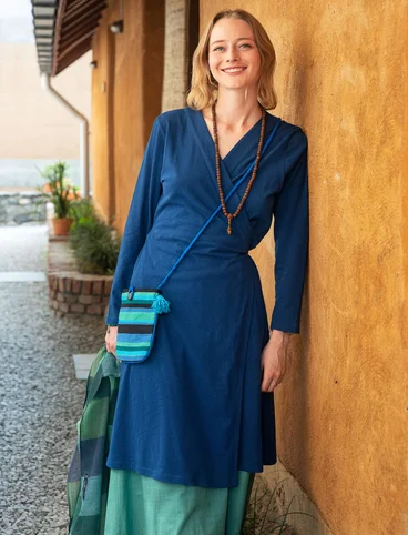 Jersey dress in organic cotton/linen - indigo blue