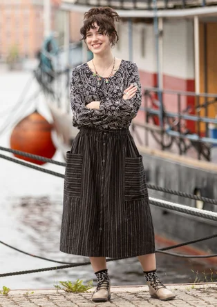 “Alba” woven skirt in organic cotton/hemp - black