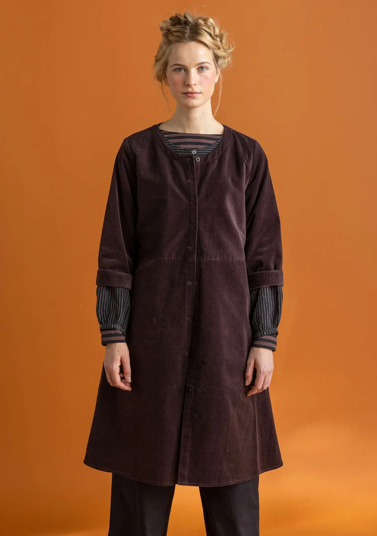 Robe en velours côtelé de coton/élasthanne - aubergine foncé