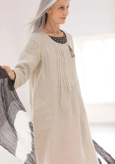 “Vera” woven linen dress - dark natural