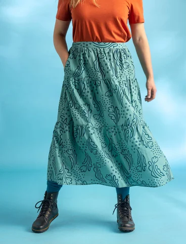 “Irma” woven ruffled skirt in organic cotton - aquamarine