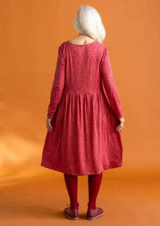 “Helga” jersey dress in lyocell/spandex - coral/patterned