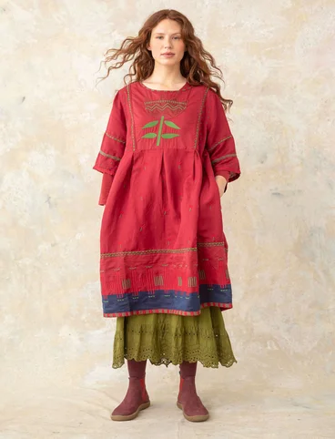 “Miranda” woven linen/viscose dress - pomegranate