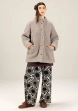 Knitted jacket in wool bouclé - light potato/melange