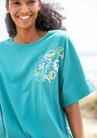 Shirt „Fire Lily“ aus Bio-Baumwolle - aqua