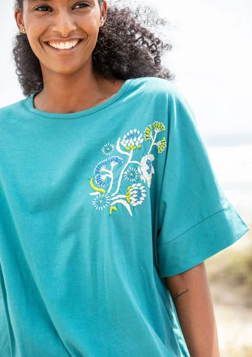 Shirt „Fire Lily“ aus Bio-Baumwolle - aqua