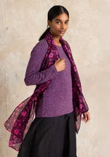 “Leah” cotton/silk scarf with a floral design - storm purple