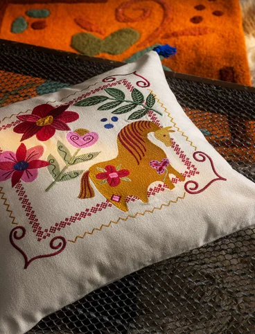 “Mongolia” cushion cover in organic cotton - natural