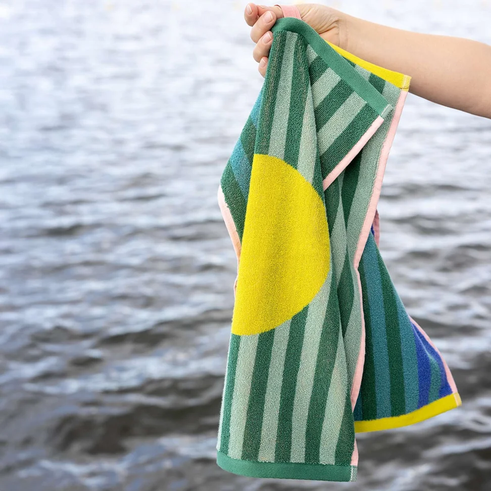 “Sunset” guest towel 2-pack in organic cotton - green sea glass