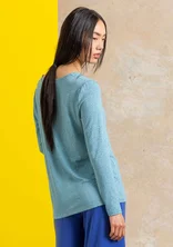 “Bianca” lyocell/elastane jersey top - blue topaz/patterned