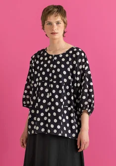 “Tindra” woven organic cotton blouse - black/patterned