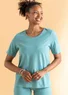 Jerseybluse ”Eleonora” i økologisk bomuld/elastan (teal S)