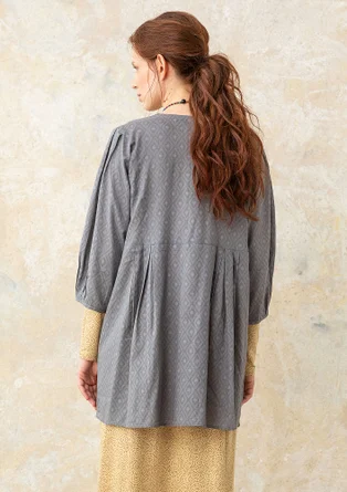 Woven organic cotton smock blouse - graphite