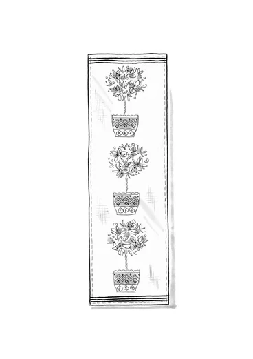 “Lemon Tree” table runner in organic cotton - olive