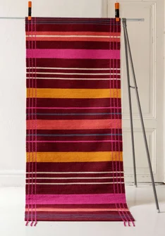 “Jaipur” organic cotton hallway mat with a striped design - agatrd