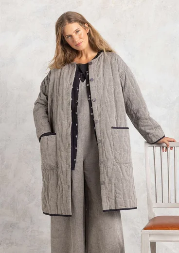 Manteau matelassé "Idun" en coton biologique/lin - gris fer