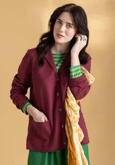 Felted organic wool blazer - burgundy