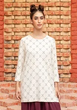 “Crossing” jersey tunic in organic cotton/spandex - almond milk