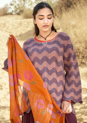 Tröja "Rose" i återvunnen bomull - malva/randig