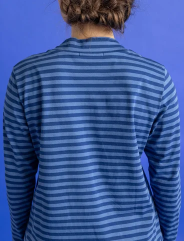 Striped mock turtleneck in organic cotton - indigo blue