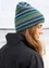 Recycled wool/lambswool beanie (light bottle green/striped One Size)