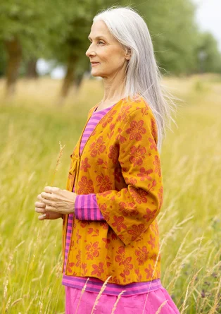 “Flora-Li” cardigan in organic/recycled cotton - curry