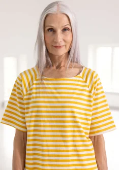 Jersey top in organic cotton - mango/ecru