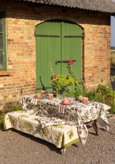 “Olives” organic cotton tablecloth - natural