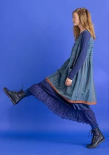 “Ava” woven organic cotton pinafore dress - flax blue