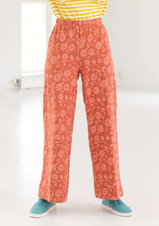 Pantalon "Hazel" en jersey de coton biologique/élasthanne - terracotta