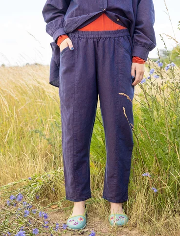 “Dunes” trousers in woven organic cotton/linen - blackberry