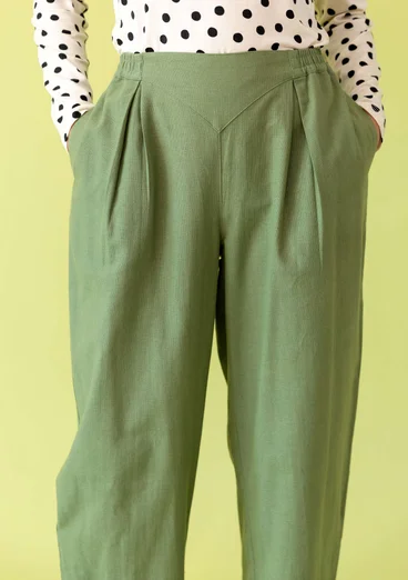 Pantalon ”Daisy” en coton biologique tissé - vert terne