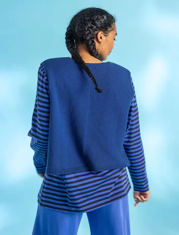 Wool/organic cotton knit waistcoat - indigo blue