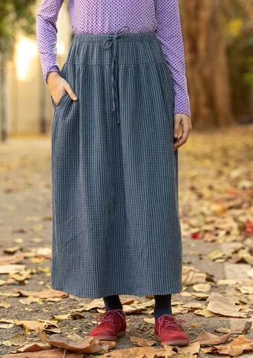 “Noira” woven skirt in organic cotton - indigo